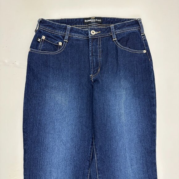 Express Bootcut Women's size 8 Dark Wash Blue Denim Jeans - Picture 2 of 4